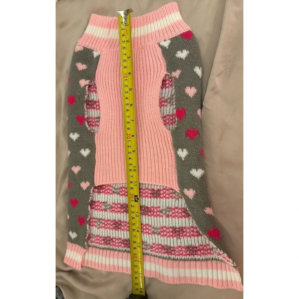 Dog Sweater  HEARTS  Pink  Dog Pet Medium Pretty In Pink Acrylic